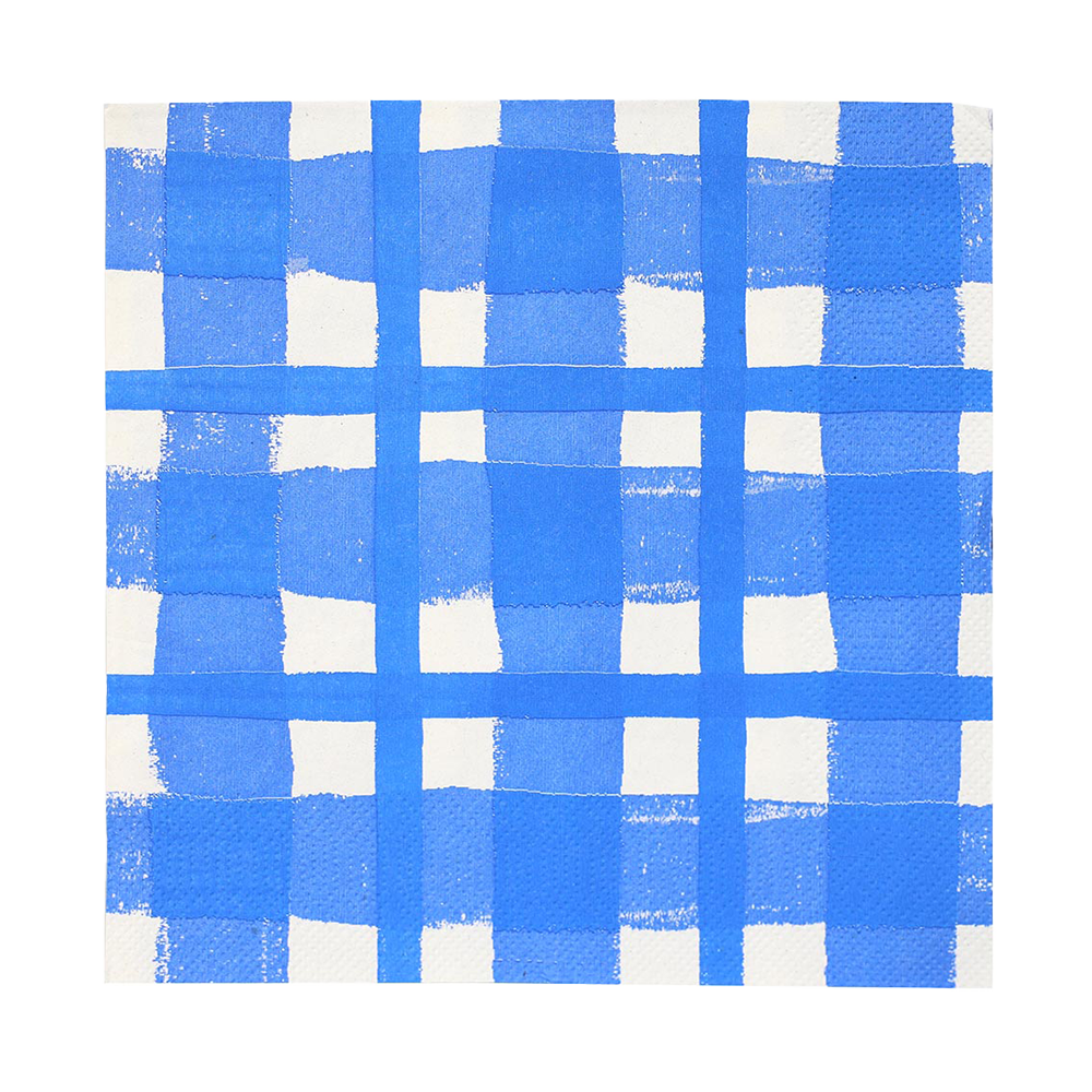 Blue &amp; White Check Paper Napkins