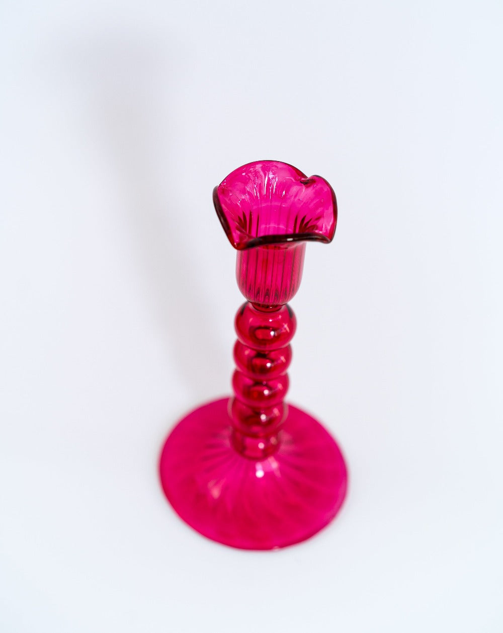 Hot Pink Glass Candle Holder