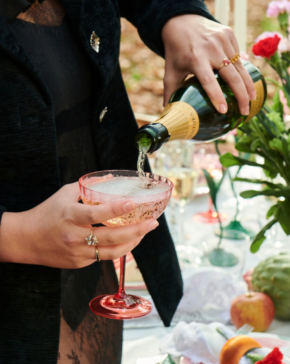 Garden Pink Champagne Glass