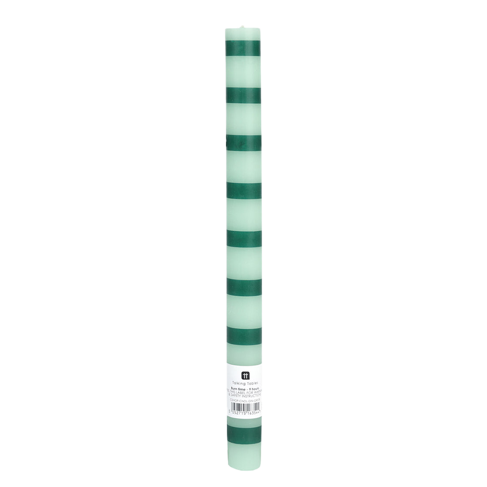 Green Stripe Straight Dinner Candle