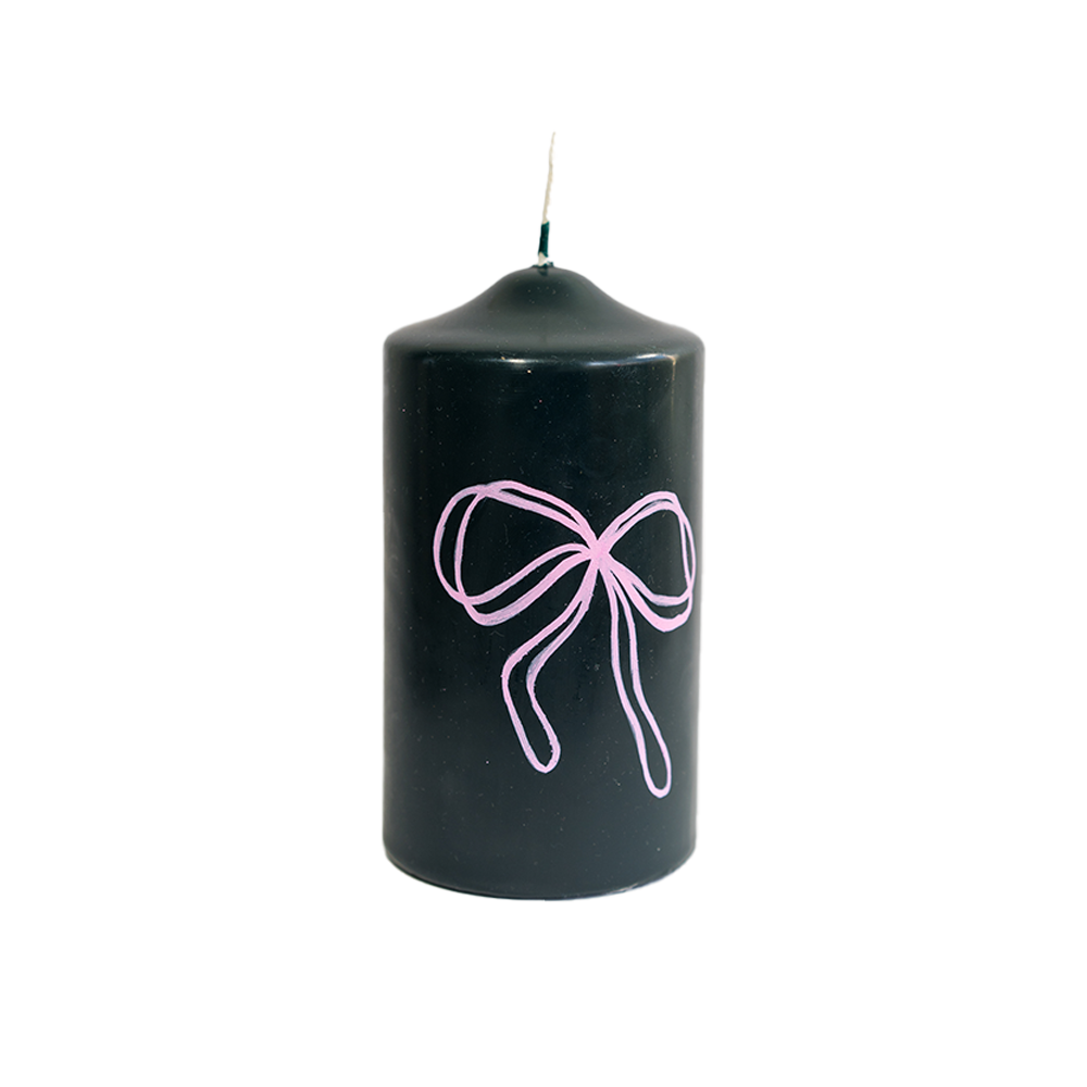 Hand-painted Bow Pillar Candle
