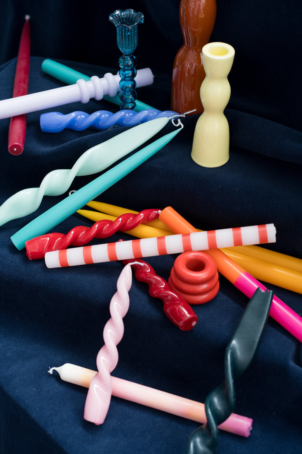 Red & White Stripe Straight Dinner Candle