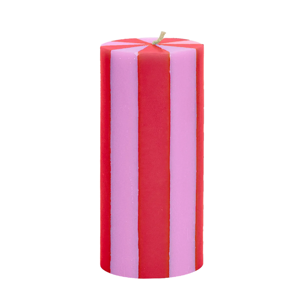 Stripe Pillar Candle M: Floss Pink