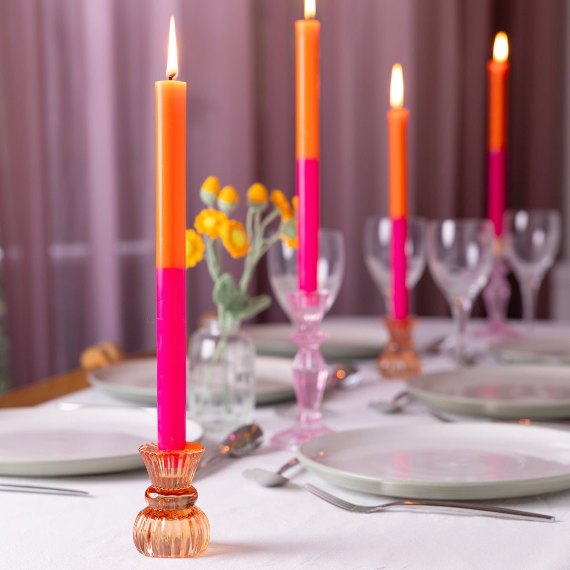 Orange & Pink Straight Dinner Candle