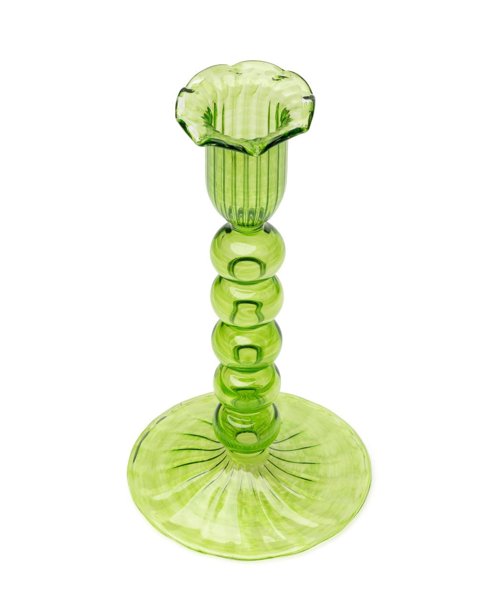 Lime Green Glass Candle Holder