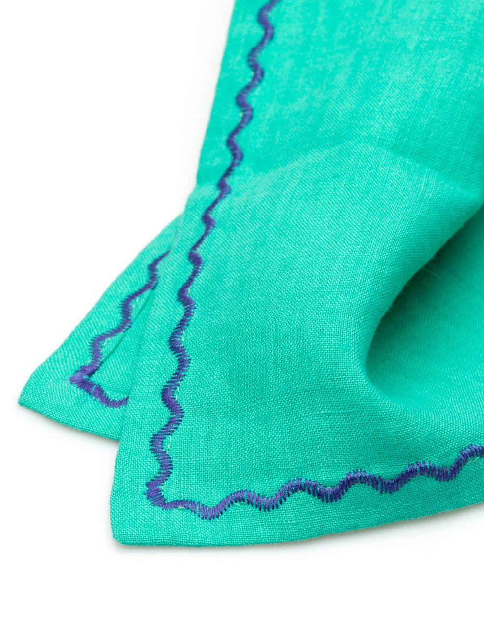 Wavy Embroidered Linen Napkin Pair