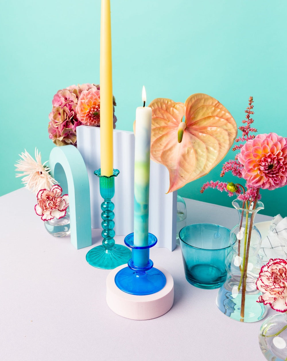 Studio Dine Store Cobalt Blue Candle Holder in playful tablescape