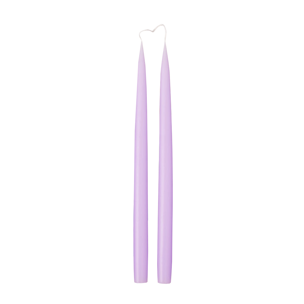 Cut out lilac taper dinner candle pair 