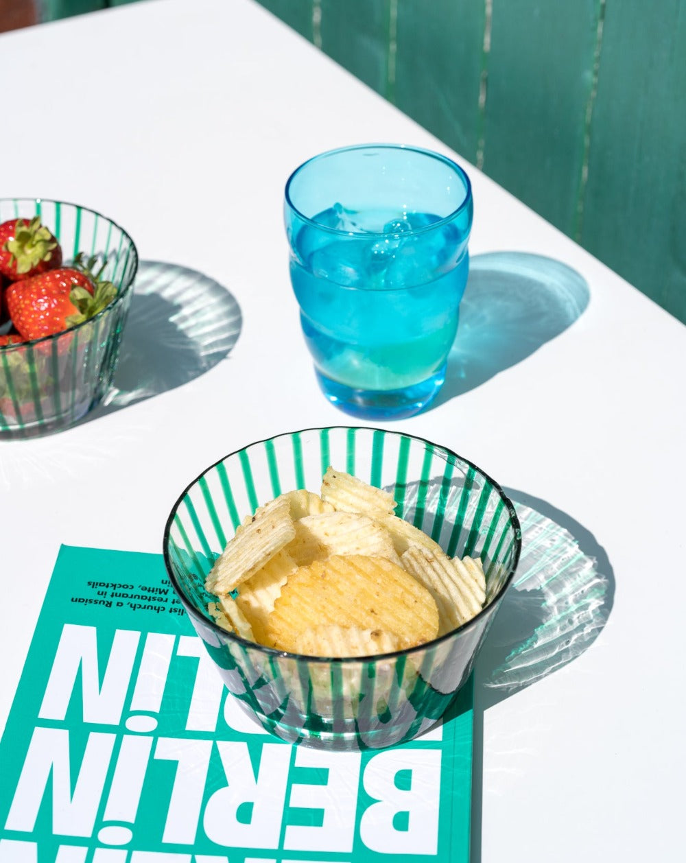 Modern al fresco dining set up in the sunshine