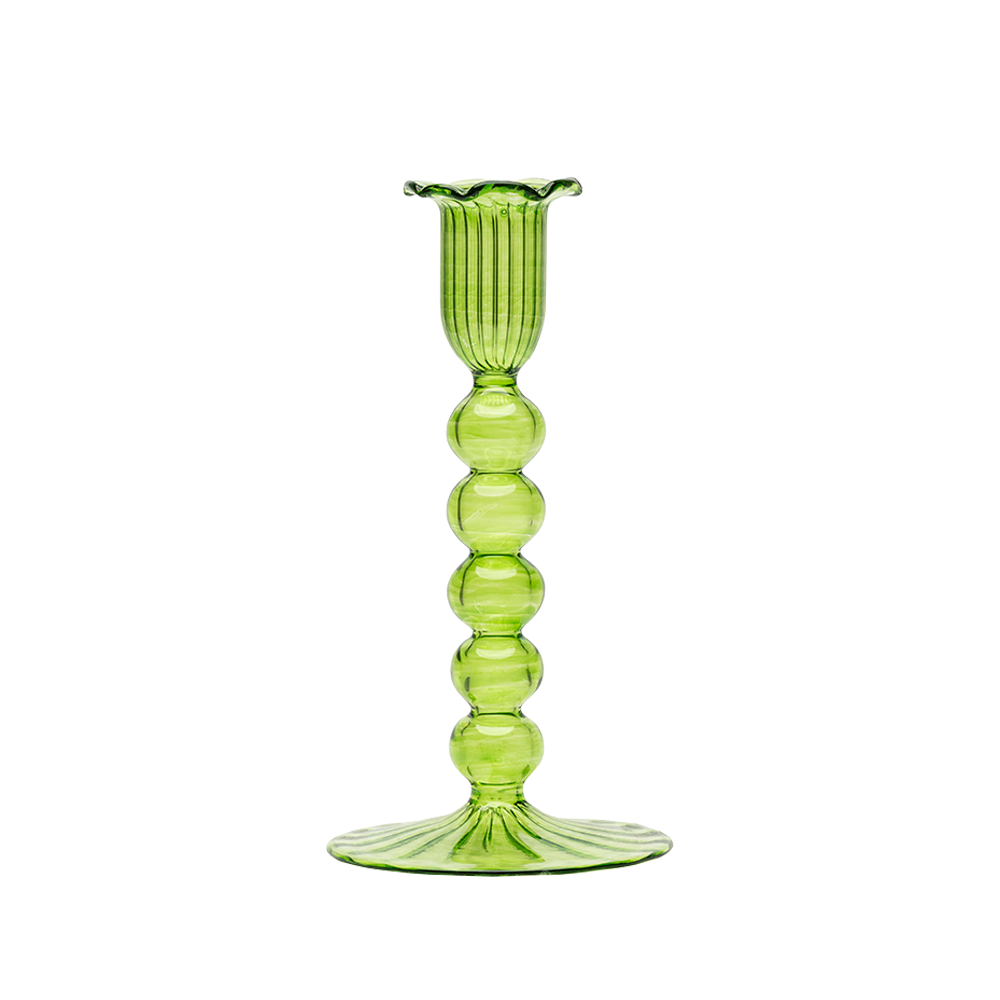 Lime Green Glass Candle Holder