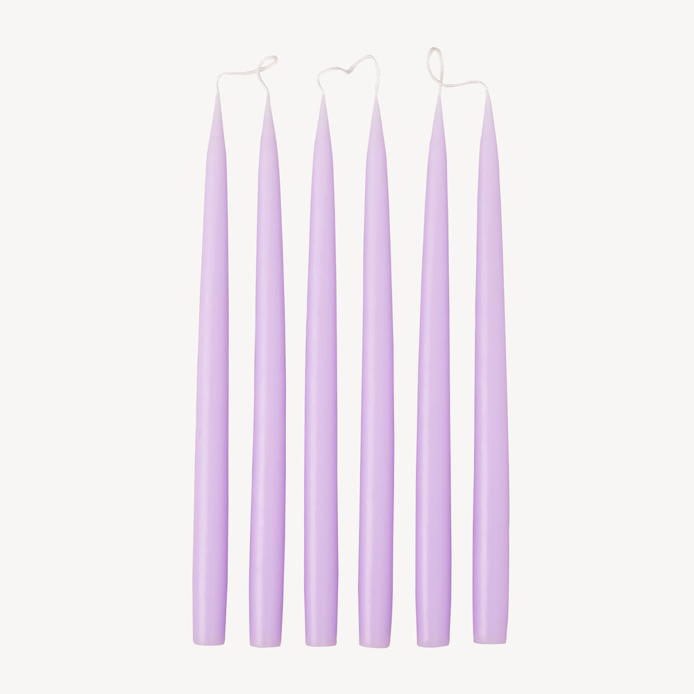 Cut out lilac taper dinner candle pair 