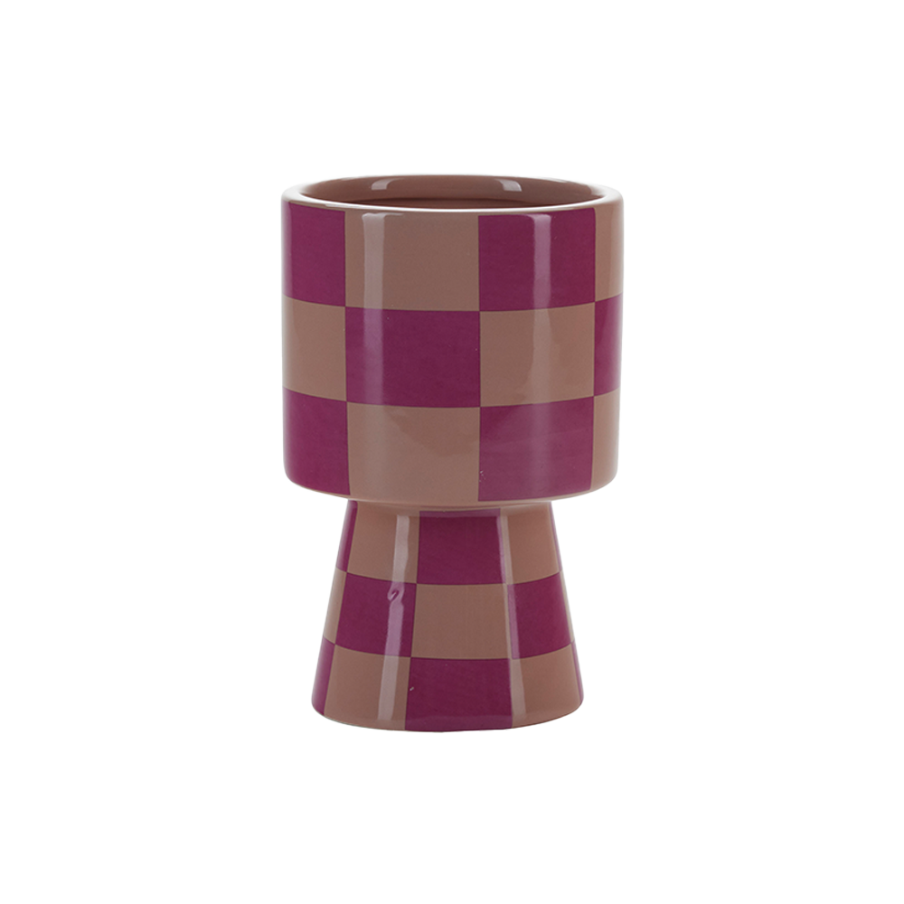 Peach &amp; Pink Checkerboard Vase