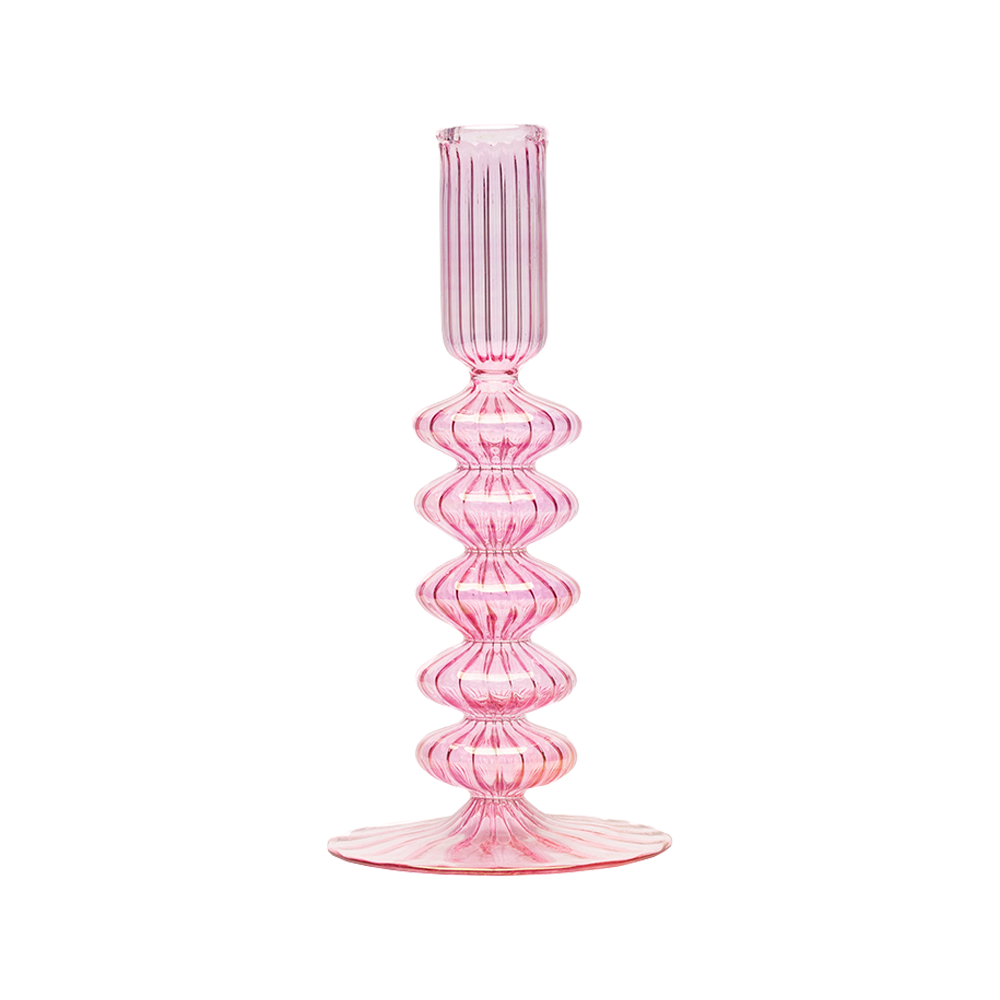 Rose Pink Glass Candle Holder