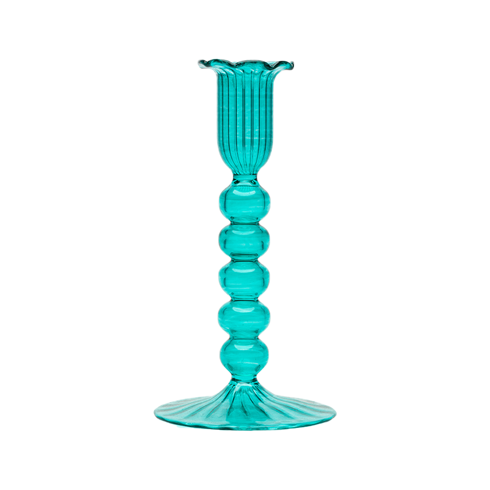 Turquoise Glass Candle Holder